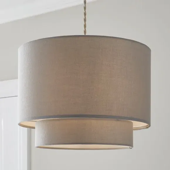 Two Tier Lamp Shade - Dove, Polycotton image