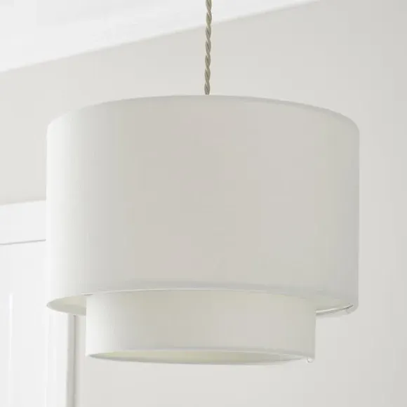 Two Tier Lamp Shade - Ivory, Polycotton