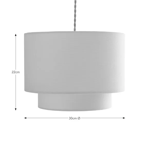 Two Tier Lamp Shade - Ivory, Polycotton
