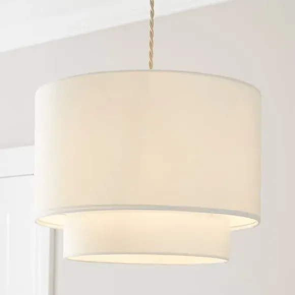 Two Tier Lamp Shade - Ivory, Polycotton