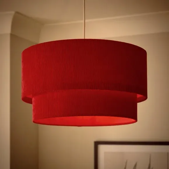 Two-Tier Lamp Shade - Magenta, Corduroy