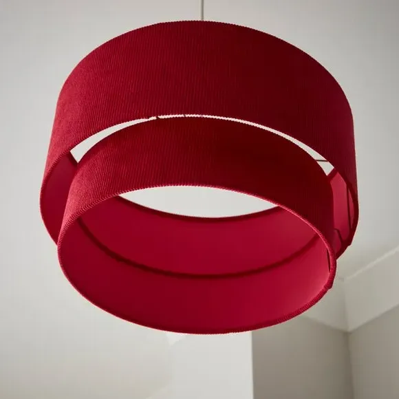 Two-Tier Lamp Shade - Magenta, Corduroy