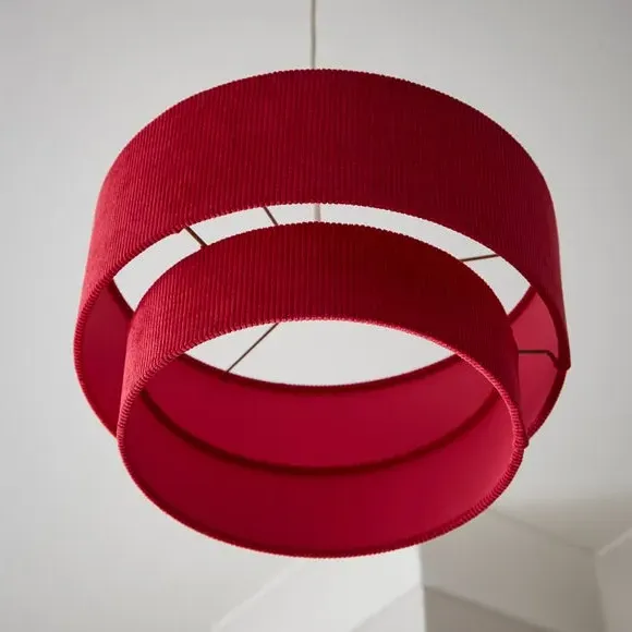 Two-Tier Lamp Shade - Magenta, Corduroy