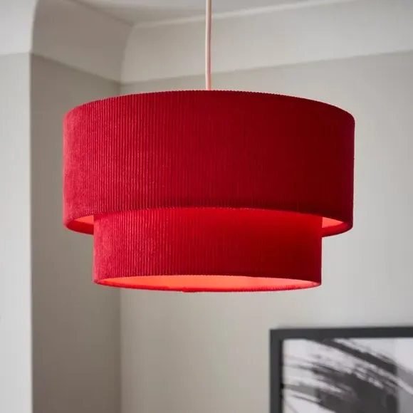 Two-Tier Lamp Shade - Magenta, Corduroy