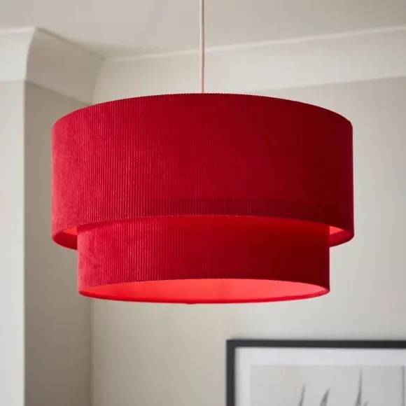 Two-Tier Lamp Shade - Magenta, Corduroy