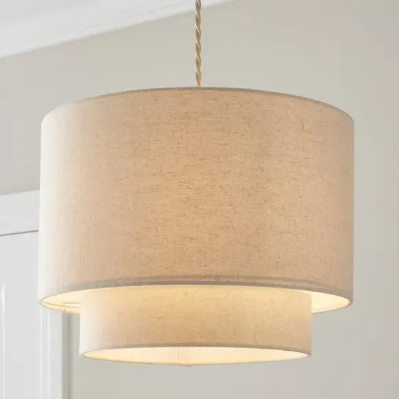 Two Tier Lamp Shade - Natural, Polycotton