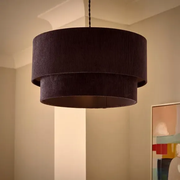 Two-Tier Lamp Shade - Navy, Corduroy