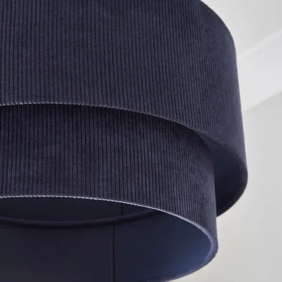 Two-Tier Lamp Shade - Navy, Corduroy