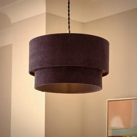 Two-Tier Lamp Shade - Navy, Corduroy