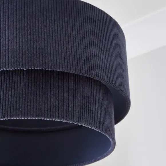 Two-Tier Lamp Shade - Navy, Corduroy