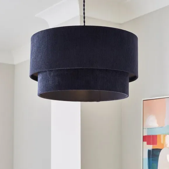 Two-Tier Lamp Shade - Navy, Corduroy