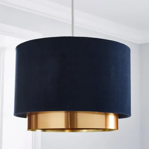Two Tier Lamp Shade - Navy, Velvet