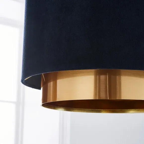 Two Tier Lamp Shade - Navy, Velvet
