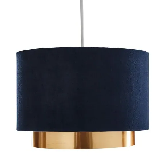 Two Tier Lamp Shade - Navy, Velvet