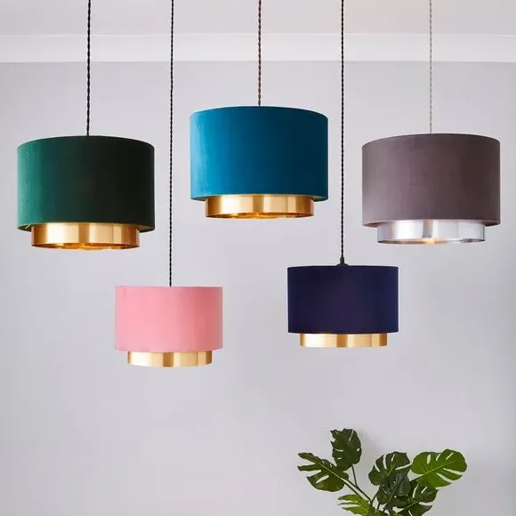 Two Tier Lamp Shade - Navy, Velvet