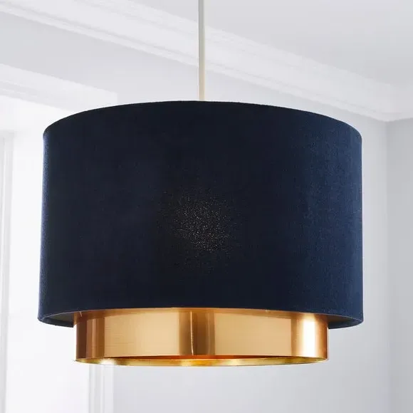 Two Tier Lamp Shade - Navy, Velvet