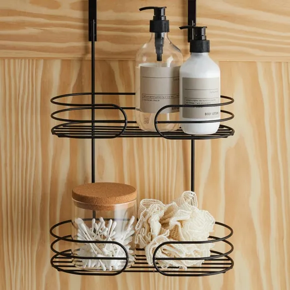 Two Tier Over Door Caddy - Black, Steel image