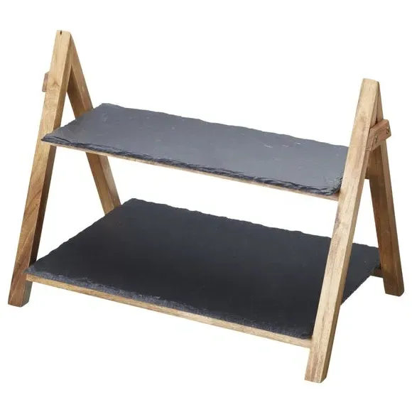 Two Tier Serving Stand - Black, Slate image