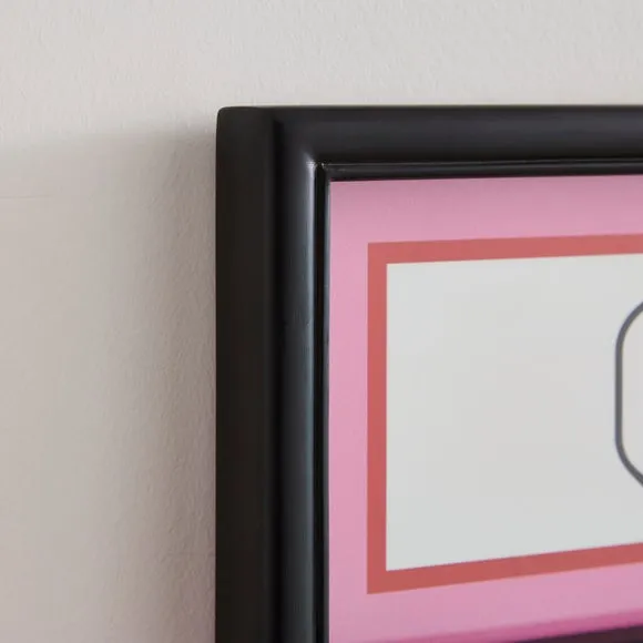 Typography Wall Art with Frame - Pink, Black