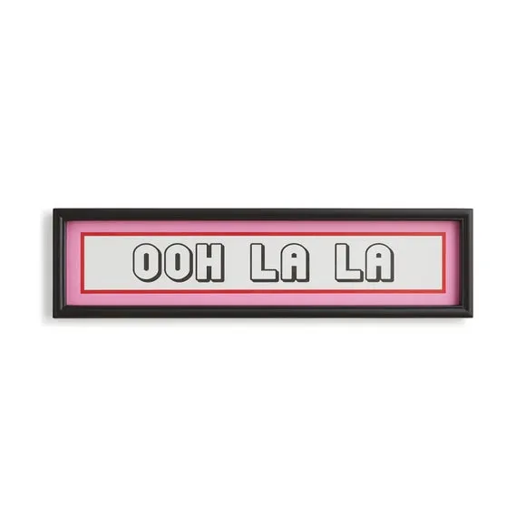 Typography Wall Art with Frame - Pink, Black