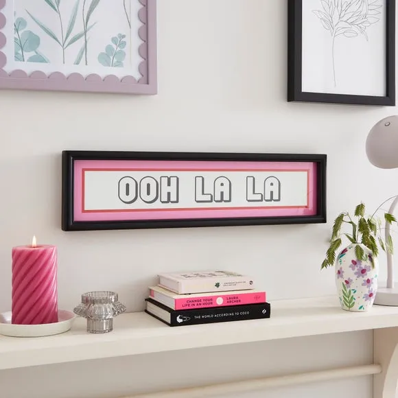 Typography Wall Art with Frame - Pink, Black image