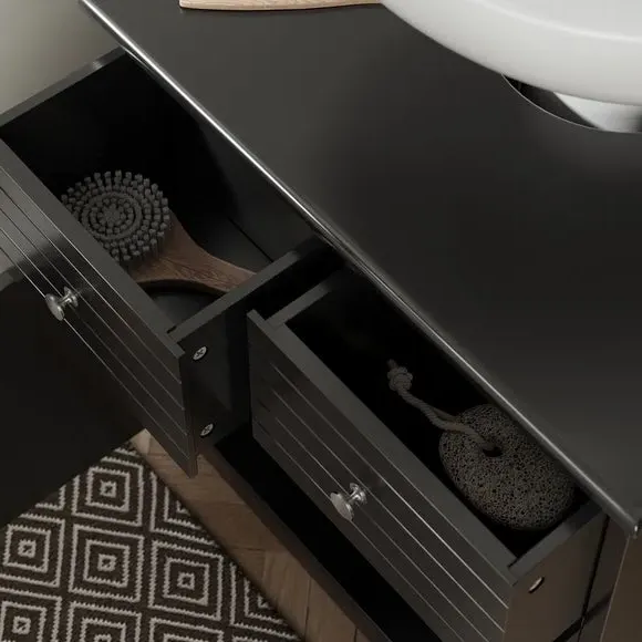 Under Sink Storage Unit with Drawers - Black, MDF