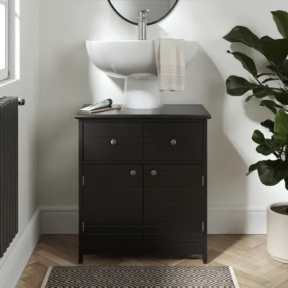 Under Sink Storage Unit with Drawers - Black, MDF image
