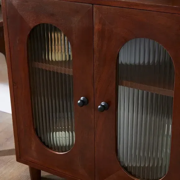 Under Sink Unit with Reeded Glass - Brown, Acacia