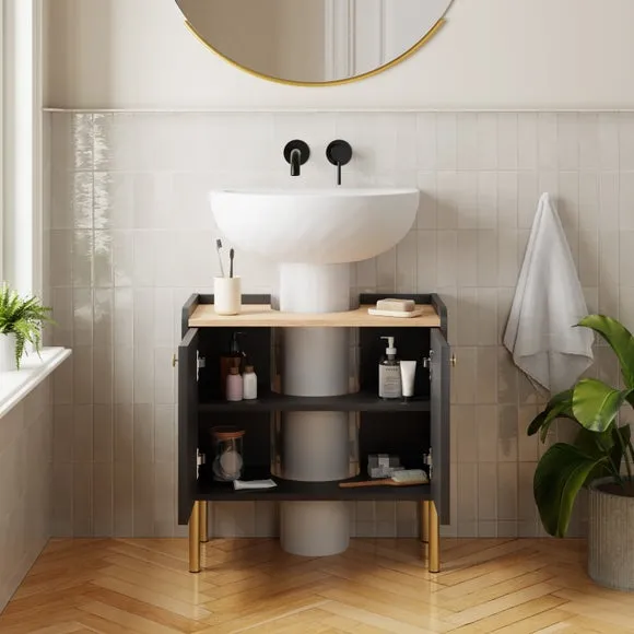 Under Sink Unit with Storage - Black
