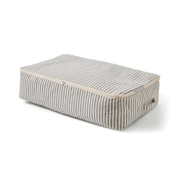 Underbed Storage Bag - Grey, Striped Fabric