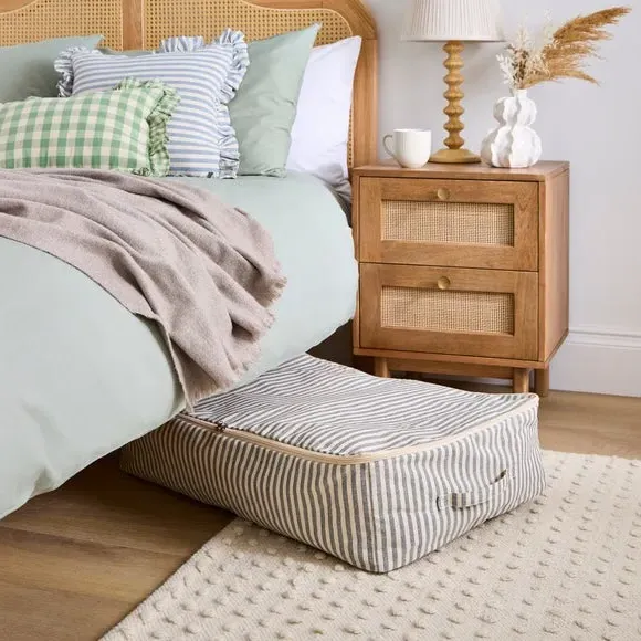 Underbed Storage Bag - Grey, Striped Fabric image