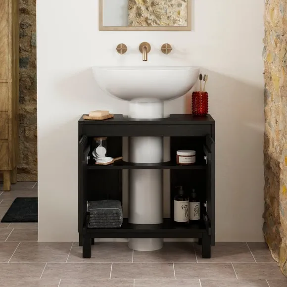 Undersink Storage Unit - Black, Mango Wood