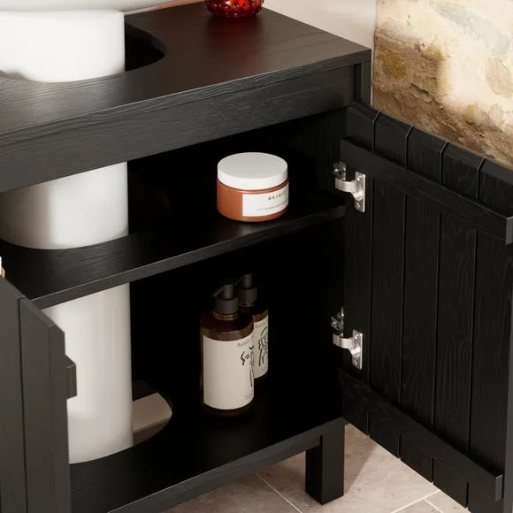 Undersink Storage Unit - Black, Mango Wood