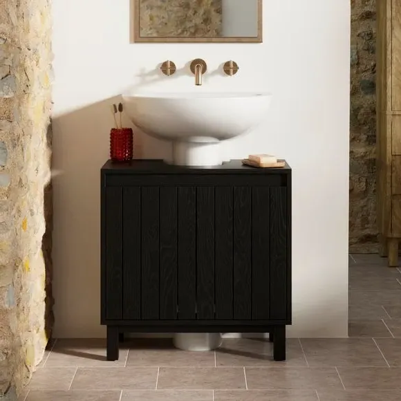 Undersink Storage Unit - Black, Mango Wood image