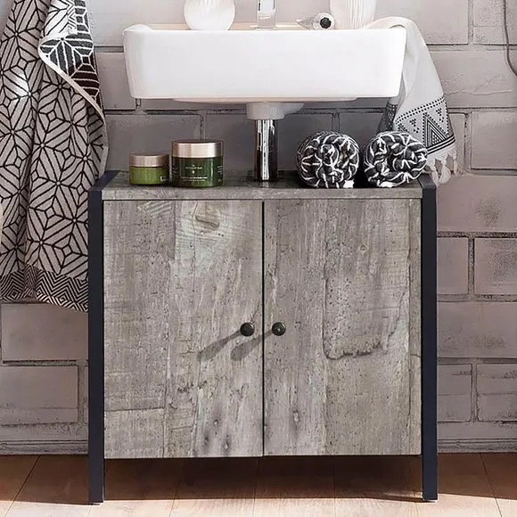Undersink Unit with Drawers - Grey, Wood Effect