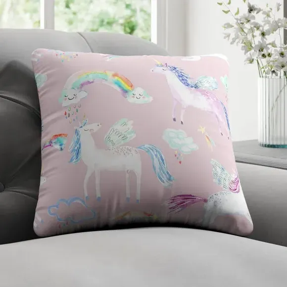 Unicorn Cushion Cover - Pink, Cotton image