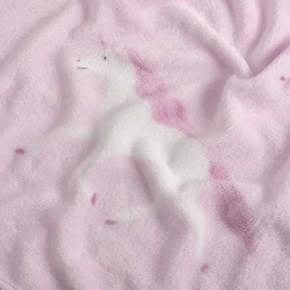 Unicorn Fleece Blanket - Pink, Polyester