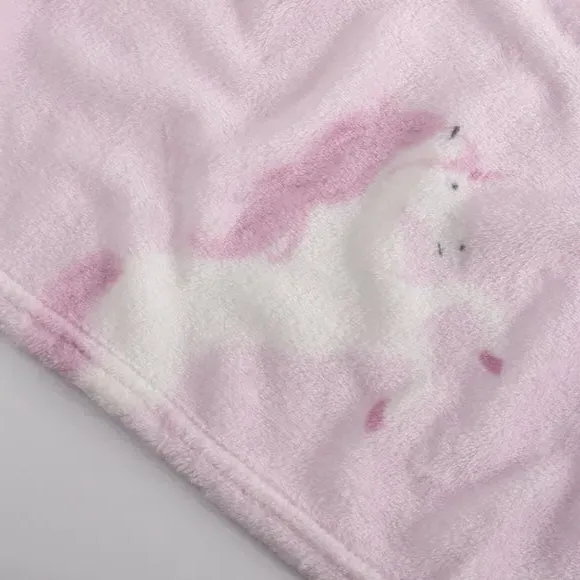 Unicorn Fleece Blanket - Pink, Polyester