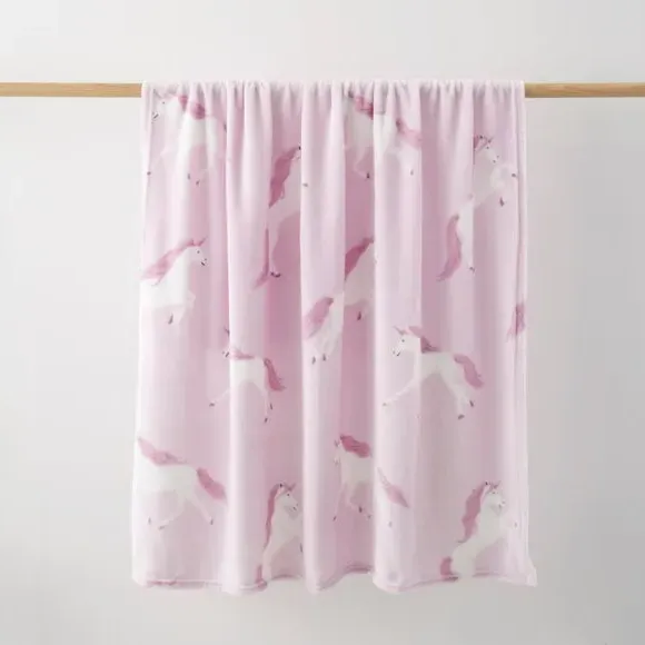 Unicorn Fleece Blanket - Pink, Polyester image