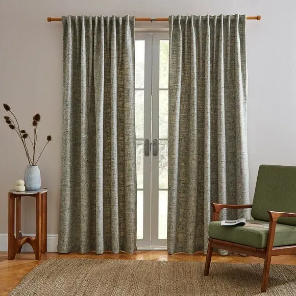 Unlined Curtains with 3-in-1 Header - Olive
