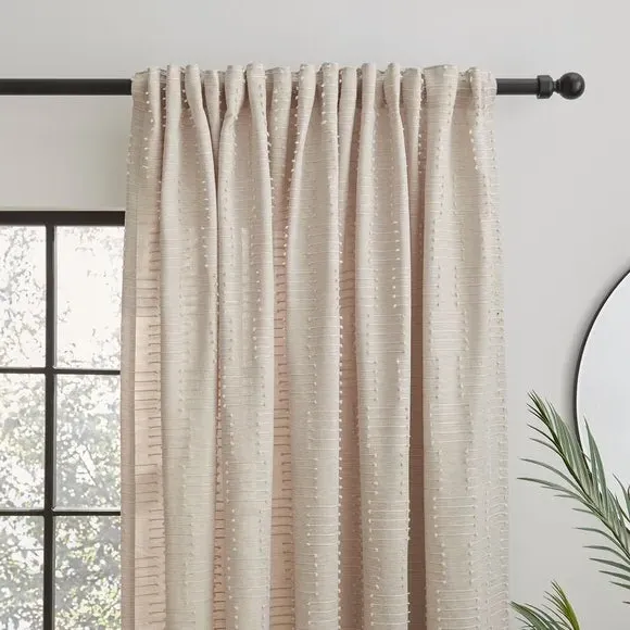 Unlined Slot Top Curtains - Natural, Polyester image