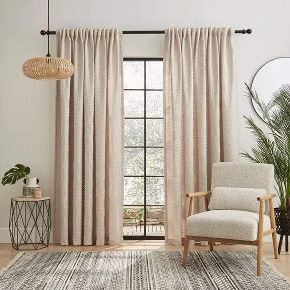 Unlined Slot Top Curtains - Natural, Polyester