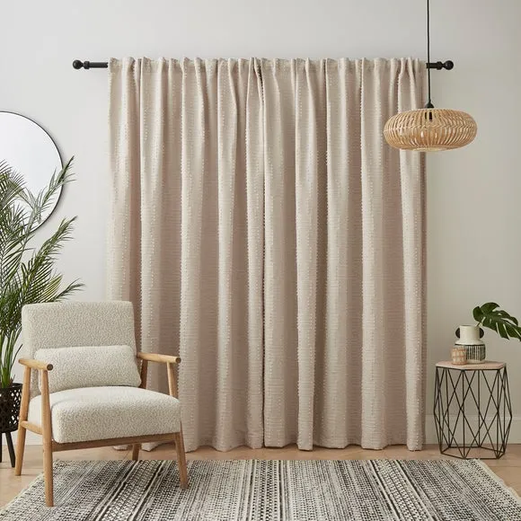 Unlined Slot Top Curtains - Natural, Polyester