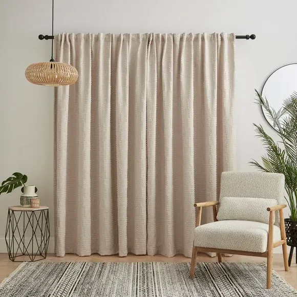Unlined Slot Top Curtains - Natural, Polyester