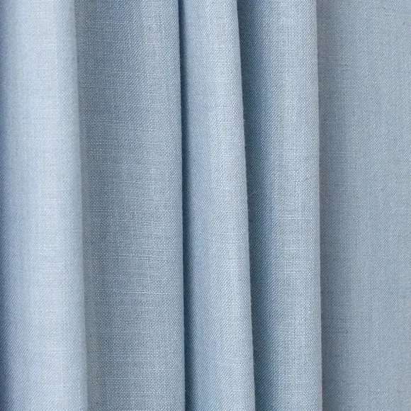 Unlined Tab Top Curtains - Blue, Linen Blend