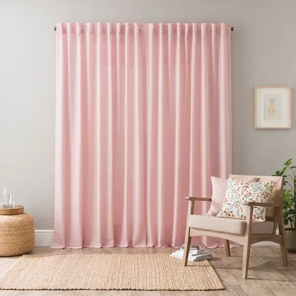 Unlined Tab Top Curtains - Blush, Linen Blend