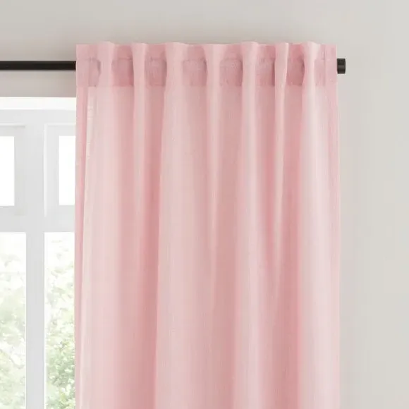 Unlined Tab Top Curtains - Blush, Linen Blend