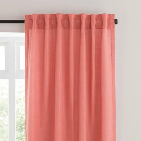 Unlined Tab Top Curtains - Clay, Linen Blend image