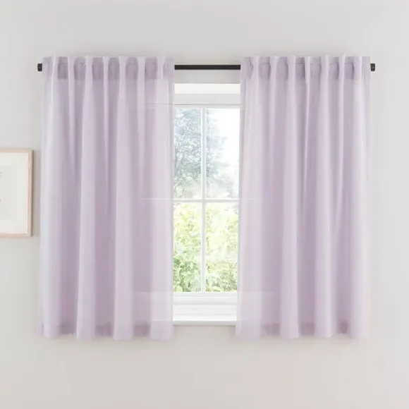 Unlined Tab Top Curtains - Lilac, Linen Blend