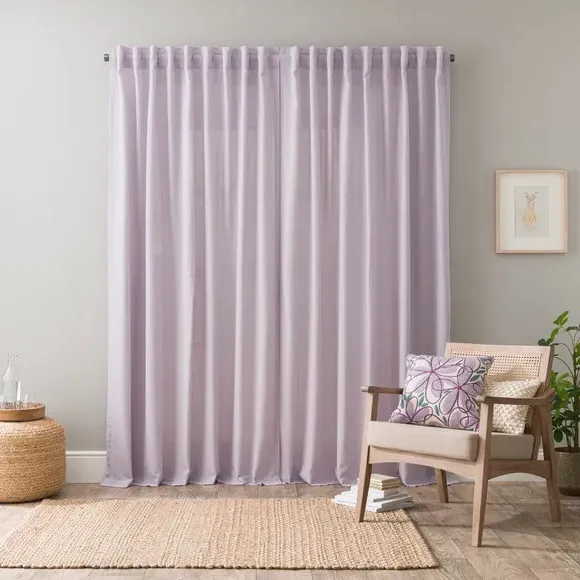 Unlined Tab Top Curtains - Lilac, Linen Blend